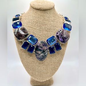 Beautiful Purple Charoite & Blue Statement Necklace 18”-19”